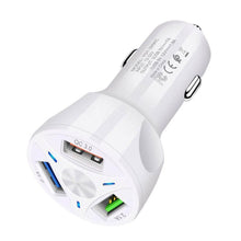 Load image into Gallery viewer, Universal Black Car USB Charger Quick Charge 3.0 4.0 18W Fast Charging In Car 3 Port Mobile Phone Gadgets
