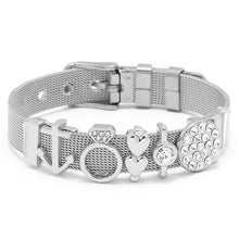 Load image into Gallery viewer, Fashion Stainless Steel Woman and Men Bracelet Mesh Bracelet Set Crystal Heart Anchor Charm Fine Bracelet Bangle For Female Lover

