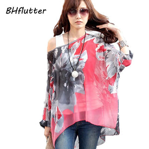 Chiffon Tops Novelty 2021 Ladies Floral Print Casual Loose Blouses Shirts Plus Size 4XL 5XL 6XL Women's Summer Tops Blouses