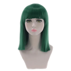 Synthetic Hair Short Wig With Bangs Cosplay Wigs For Women Straight Bob Wig Korean Pink Red Brown Blue Green White Purple Grey