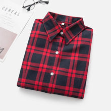 Load image into Gallery viewer, Women&#39;s Shirts 2023 Autumn and Winter female shirt plaid shirt women slim long sleeve cotton Blouse top female outerwear
