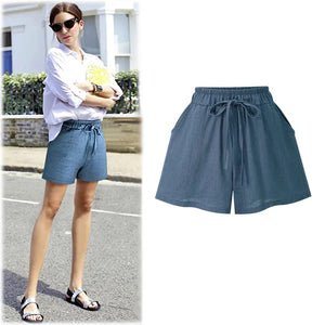 Large Size Women Loose Cotton Shorts Women's Linen Shorts Casual Female Wide Leg Shorts Plus Size 6XL