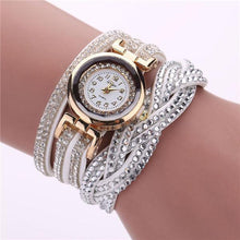 Load image into Gallery viewer, Fashion Casual Gold Quartz Women Rhinestone Watch Braided Leather Bracelet Watch Gift Ladies Wristwatch For Ladies  and Women
