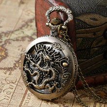 Load image into Gallery viewer, Vintage Ancient China Style Dragon Design Pocket Watch Quartz Watches Necklace Pendant Chain Women&#39;s Men&#39;s Gift Relogio De Bolso
