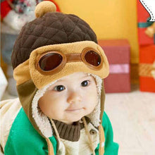 Load image into Gallery viewer, Modern Pilot Winter Warm Baby Hats Infant Toddlers Boys Girls Pilot Caps Ear flap Hat For Boys

