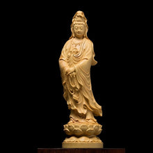 Load image into Gallery viewer, Mercy God Guan Yin Buddha Statue Kuan Yin statue wood buddha Home Decor Wall Sculpture Car Accessories wood carving
