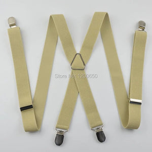 4 clips black colored men's  suspenders for men 2.5cm  women's pants with adjustable suspenders grey