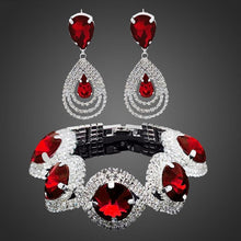Load image into Gallery viewer, Luxury Woman Elegant Wedding Bridal Jewelry Sets For Women Rhinestone Austrian Crystal Jewelry Set Bracelet Earrings Set
