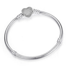 Load image into Gallery viewer, Luxury Modern High Quality Authentic Silver Color Snake Chain Fine Bracelet Fit European Charm Bracelet for Women With Heart and Star
