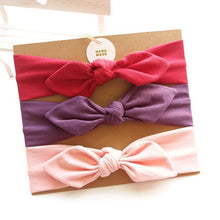 Load image into Gallery viewer, 3PCS Set Baby Headband Girls Hair Accessories Cotton Rabbit Ear Turban Bow Elastic Hairband For Baby Girls
