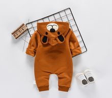 Load image into Gallery viewer, Cute Bear Newborn Infant Baby Boy Girl Kid Ear Hooded Romper Zipper Cartoon Patchwork Jumpsuit For Baby Girls and Boys
