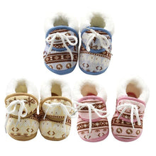 Load image into Gallery viewer, Newborns Baby Boy Soft Soled Footwear Walking Shoes Winter Warm Print First Walkers Baby Girl Cotton Shoes
