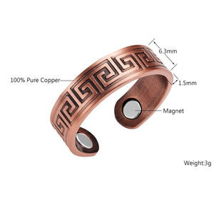 Escalus Antique Pure Women's Copper Maze Pattern Ring For Women Magnetic Trendy Resizable Female Magnets Jewelry Cocktail Ring