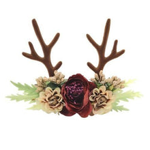 Load image into Gallery viewer, Luxury Christmas Antler Baby Girl Headbands Hair Accessories Xmas Deer Ear Flower Crown Hairband for Newborn Baby
