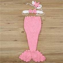 Load image into Gallery viewer, Baby Hat Mermaid Newborn Photography Props Girls Crochet Knitted Cap Hand-woven In Modern New Princess Design
