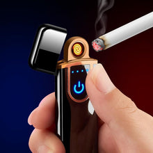 Load image into Gallery viewer, Luxury Modern USB Charging Electronic Lighter Windproof Slim Man Colorful Cigarette Lighter WIth Touch Sensor And Dragon Gravure Excellent for Gift
