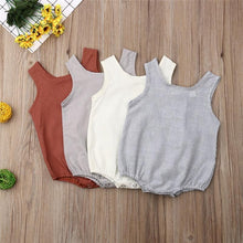 Load image into Gallery viewer, Modern Retro Summer Newborn Baby Girl / Boy Sleeveless Button Bodysuit Outfits Set Romper In elegant Deisgn
