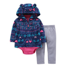 Load image into Gallery viewer, Modern Popular New Set Baby Cotton Long Sleeve Hooded Jacket Pant And Rompers For Newborn Outfits Unisex Clothing
