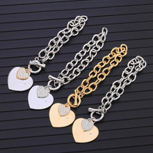 Load image into Gallery viewer, Gold Love Heart Charm Bracelets For Women Accessories Silver Color Link Chain Bracelets &amp; Bangles Trendy Jewelry Design
