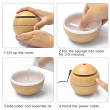 Load image into Gallery viewer, Mini Air Humidifier Ultrasonic USB Aroma Wood Grain LED Night Light  Electric Essential Oil  Diffuser Aromatherapy Home
