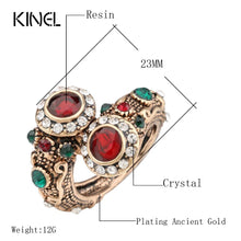 Load image into Gallery viewer, Turkish Red  Rings Antique Gold Color Women&#39;s Jewelry Double Head Red Gem Stone Finger Ring Free Shipping
