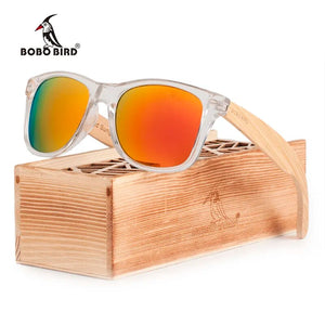 BOBO BIRD Coated Sunglasses for Men and Women Polarized Bamboo Holder Sun Glasses With Wood Gifts Box Cool Beach Oculos