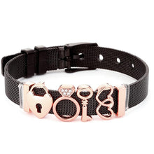 Load image into Gallery viewer, Fashion Stainless Steel Woman and Men Bracelet Mesh Bracelet Set Crystal Heart Anchor Charm Fine Bracelet Bangle For Female Lover
