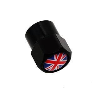 HAUSNN 4Pcs/Pack Car Accessories for Land Rover MINI Jaguar UK England Flag Logo Sticker Wheel Tire Valve Caps Stem Covers