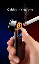 Load image into Gallery viewer, Luxury Modern USB Charging Electronic Lighter Windproof Slim Man Colorful Cigarette Lighter WIth Touch Sensor And Dragon Gravure Excellent for Gift
