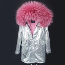 Load image into Gallery viewer, MAOMAOKONG Women&#39;s Jackets Winter Parka Large Natural Real Raccoon Fur Collar Women Winter Coat
