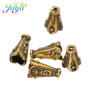 Juya 30pcs/Lot Wholesale DIY Women's Jewelry Findings Antique Gold/Silver Color Bead Caps For Tassels Earrings Jewelry Making