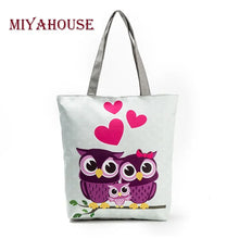 Load image into Gallery viewer, Miyahouse Lovely Owl Printed Women&#39;s Casual Tote Large Capacity Canvas Female Shopping Bag Ladies Shoulder Handbag Beach Bag
