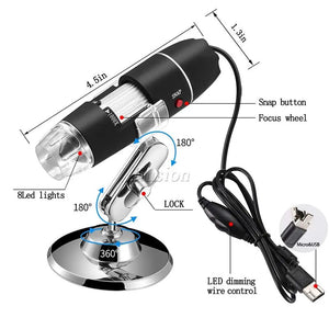 1600X 8 LED Digital USB Handheld Microscope Mini Camera Endoscope Camcorder Magnifier Electronic Stereo Microscopio Micro Cam