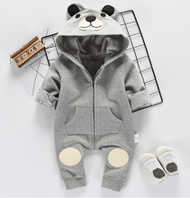 Load image into Gallery viewer, Cute Bear Newborn Infant Baby Boy Girl Kid Ear Hooded Romper Zipper Cartoon Patchwork Jumpsuit For Baby Girls and Boys
