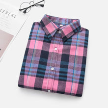 Load image into Gallery viewer, Women&#39;s Shirts 2023 Autumn and Winter female shirt plaid shirt women slim long sleeve cotton Blouse top female outerwear
