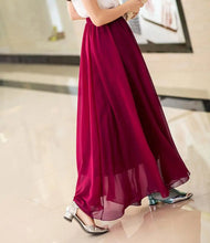 Load image into Gallery viewer, Women&#39;s Elegant High Waist Chiffon Skirt Elastic Waist Casual Long Maxi Skirts Saias 80/90/100cm 22 Color 2020 Summer Autumn New
