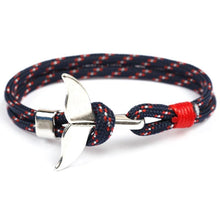 Load image into Gallery viewer, Fashion Whale Tail  Bracelets For Men And Women Charm  Survival Rope Chain  Bracelet Male Wrap Metal Hooks
