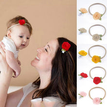 Load image into Gallery viewer, Handamde Flower Headband Hair Clip Set Flexible Rope Hairband Accessories for Mother &amp; Baby
