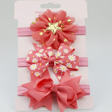 Load image into Gallery viewer, Luxury Modern Handamde 3PCS Set Elastic Flower Headbands for Baby Girls Hair Accessories Baby Girls Bows Nylon Bow For Girls
