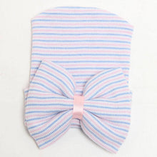 Load image into Gallery viewer, Newborn Baby Girls Striped Headband Headwear Toddler Soft Hat with Bow For Baby Girls
