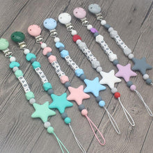 Load image into Gallery viewer, Personalized Name Handmade Pacifier Clips Holder Chain Silicone Pacifier Chains Baby Teether Teething Chain For Baby and Kids
