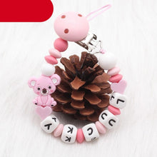 Load image into Gallery viewer, Modern Handmade Personalized Name Baby Pacifier Clips Silicone Pacifier Chain Wood Pacifier Holders For Pacifier For Baby Kids
