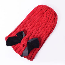 Load image into Gallery viewer, Modern Trend Big Bows Knitted Baby Girl Hat Cap Warm Kids baby winter Hat For Girls
