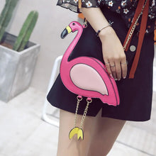 Load image into Gallery viewer, Fashion Pu leather embroidery flamingo shape casual chain purse ladies shoulder bag handbag women&#39;s crossbody mini messenger bag
