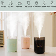 Load image into Gallery viewer, 280ML Ultrasonic Air Humidifier Candle Romantic Soft Light USB Essential Oil Diffuser Car  Aroma Mist Maker
