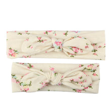 Load image into Gallery viewer, Modern Handmade Mother Baby Turban Matching Headband Mom Daughter Rabbit Ears Headbands Floral Print Bow
