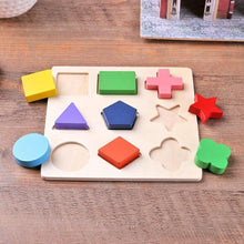 Load image into Gallery viewer, Wooden Geometric Shapes Puzzle Sorting Math Bricks Preschool Learning Educational Game Baby Toddler Toys for Children
