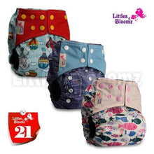 Load image into Gallery viewer, Modern Luxury Printed Washable Real Cloth Pocket Nappy,3 nappies/diapers Set For Girls and Boys Baby In Elegant Style
