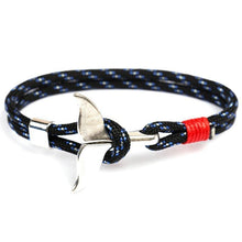 Load image into Gallery viewer, Fashion Whale Tail  Bracelets For Men And Women Charm  Survival Rope Chain  Bracelet Male Wrap Metal Hooks
