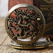 Load image into Gallery viewer, Vintage Ancient China Style Dragon Design Pocket Watch Quartz Watches Necklace Pendant Chain Women&#39;s Men&#39;s Gift Relogio De Bolso
